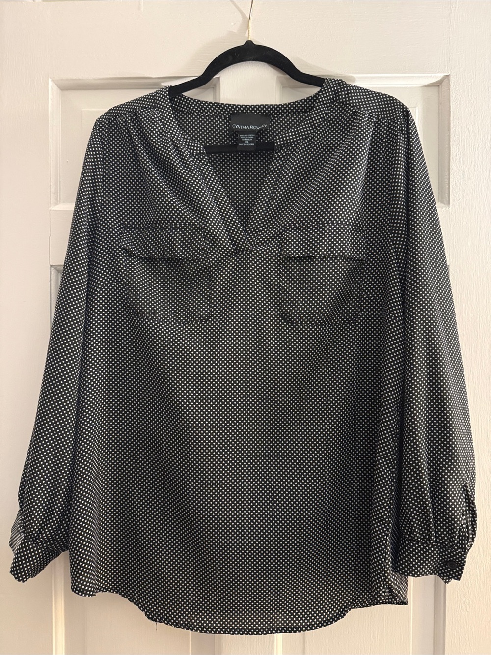 Cynthia Rowley Black & White Polka Dot Tunic Blouse